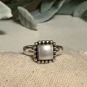 Silpada Sterling Button Frame Mother of Pearl Ring